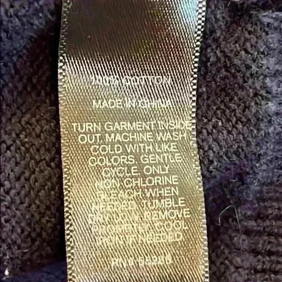 Express Men’s Sweater Size Large Navy and Gray Plaid Front 100% Cotton - Picture 6 of 6